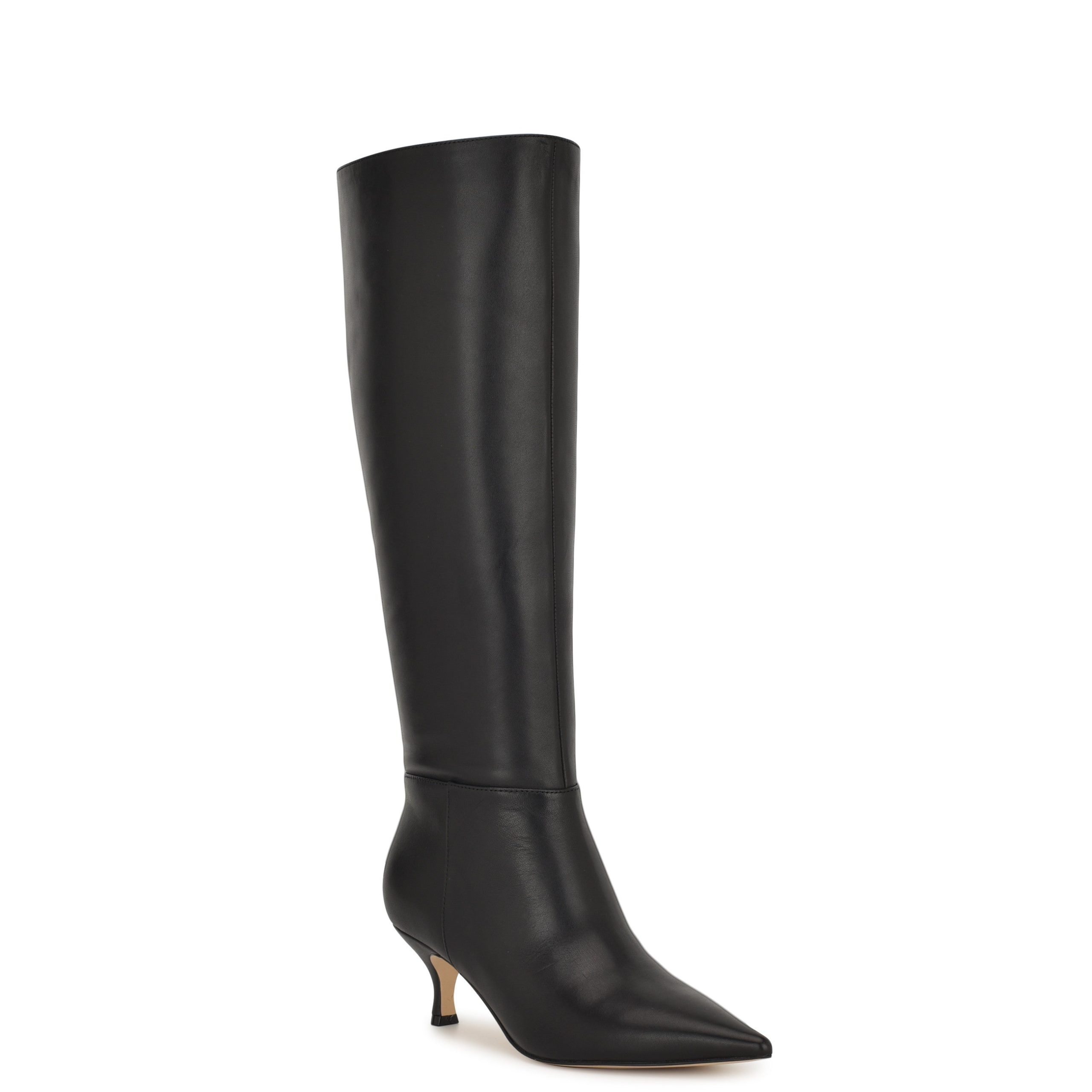 Somas Kitten Heel Knee High Leather Boots - Image 2