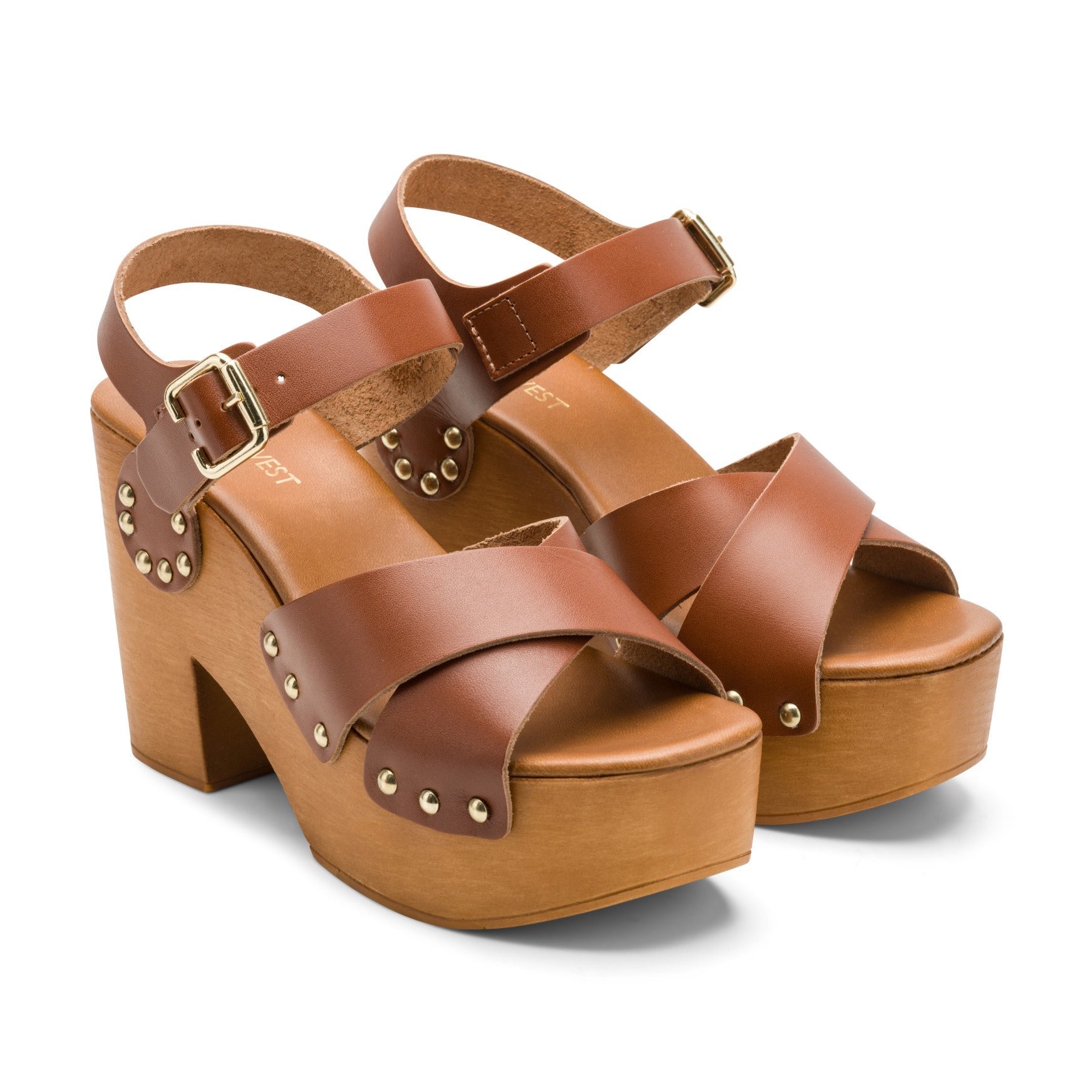 Corts Studded Leather Wedge Sandals - Image 2